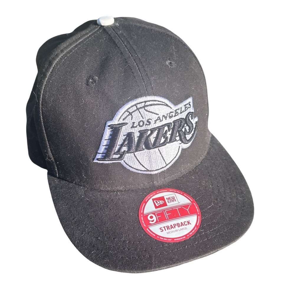 New Era 9FIFTY Los Angeles Lakers Hat Black Silver NBA Hardwood Classics Cap M/L